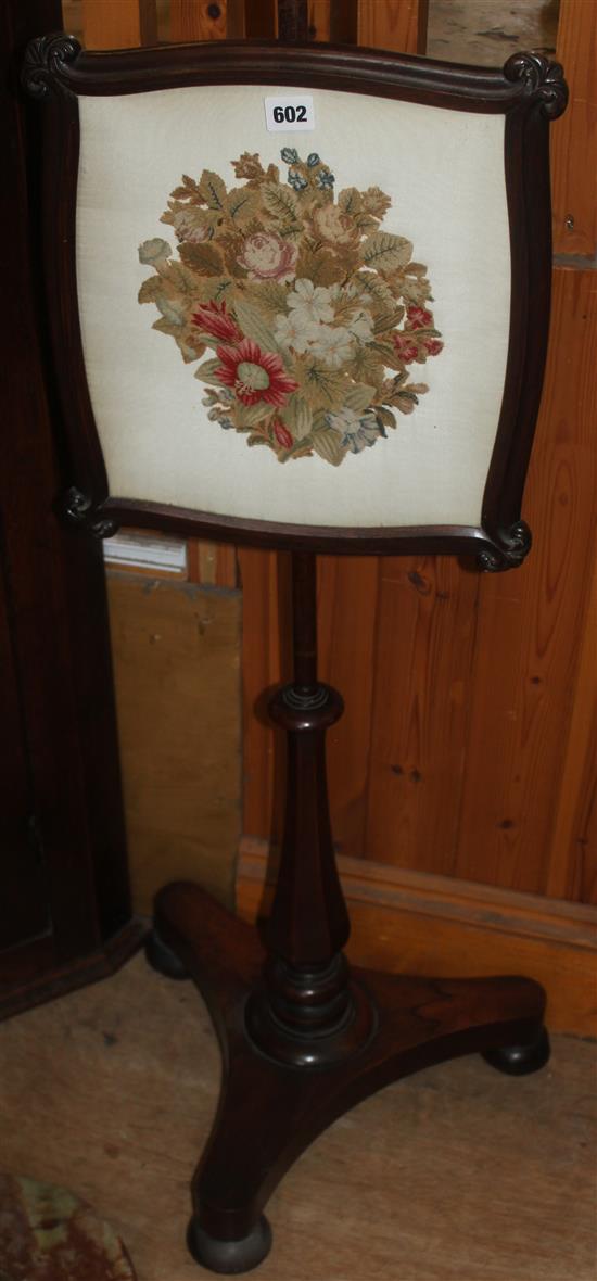 Victorian rosewood pole screen